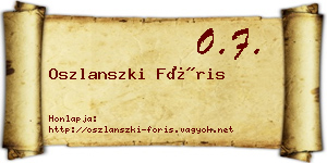 Oszlanszki Fóris névjegykártya